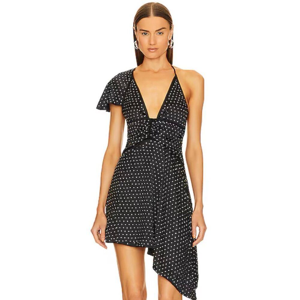 BNWT - WEWOREWHAT - CRYSTAL ASYMMETRICAL BLACK DRESS - 2 - Picture 1 of 8